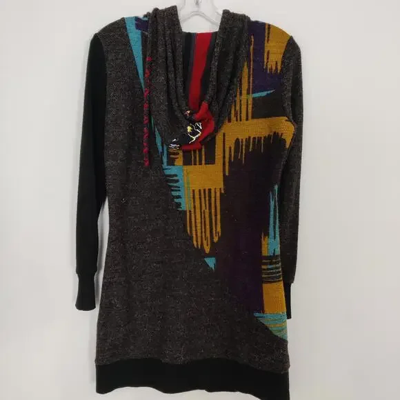 Inti Fashion Women's Hippie Hoodie Tunic Dress Size Medium Bohemian - Picture 2 of 10